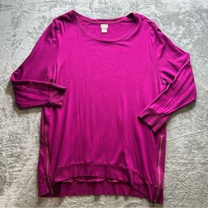 Chico’s Women's Fuchsia Top with Zipper Accents